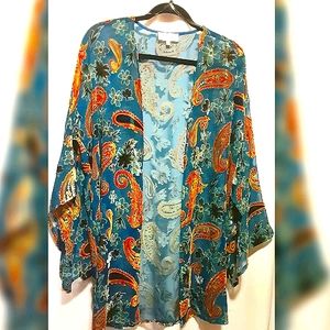 Flocked Paisley Bat Wing Jacket - S